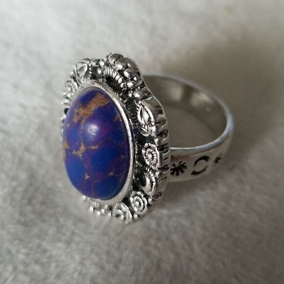 Purple vintage style silver tone band size 9 - Picture 8 of 11